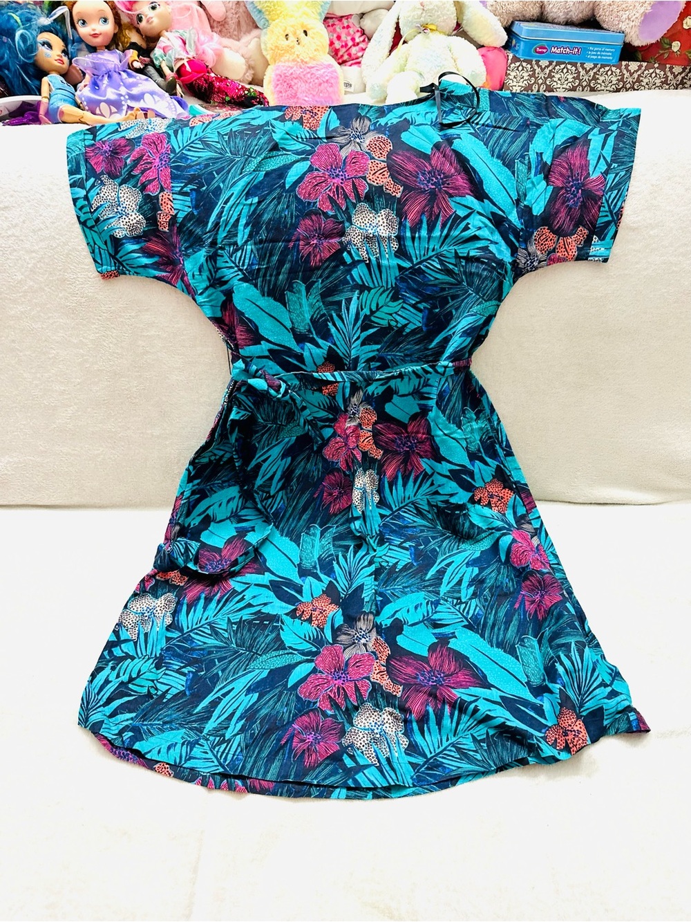 Ann Taylor LOFT LINEN BEAUTIFUL Tropical Print Dress Size S/Petit Excellent Cond